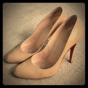 Christian Louboutin Patent Nude Pumps